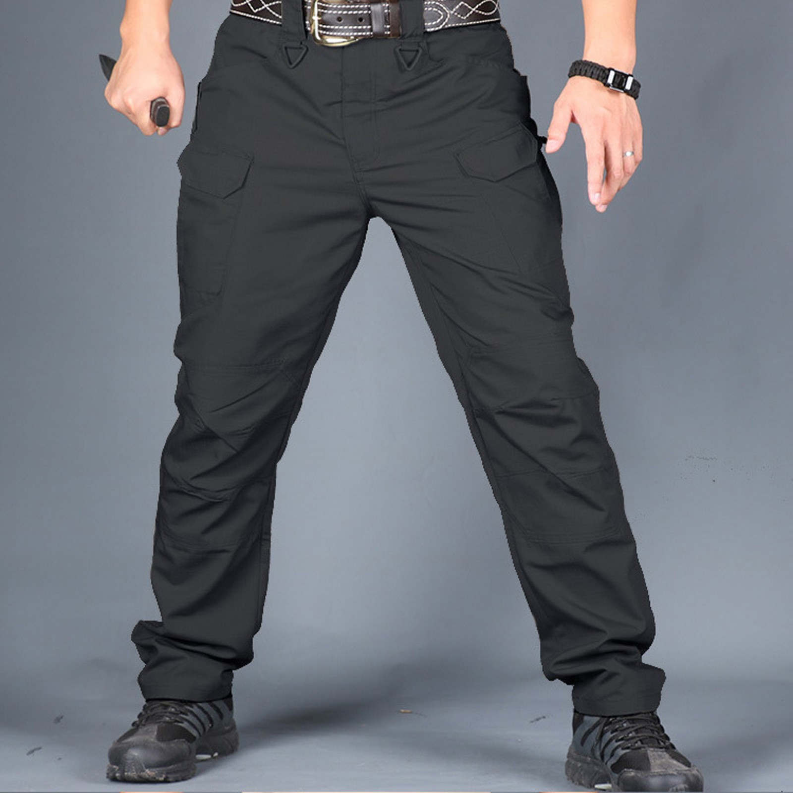 thumbnail image 5 of Pantalones de trabajo holgados de talla grande con tres bolsillos para hombre - Sarga no elástica, corte recto con múltiples bolsillos, estilo informal - Tallas M-XXXXL para el día a día/el trabajo, 5 of 6